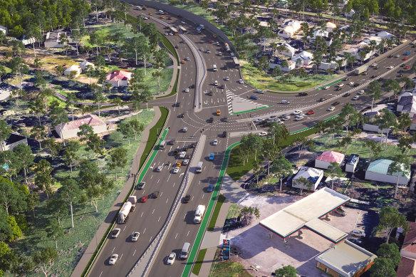 An artist's impression of the redesigned intersection at Fitzsimons Lane and Main Road in Eltham.