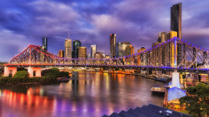 Story bridge across Brisbane river in Brisbane city CBD at sunrise. credit: istock
one time use for Traveller only
For David Whitley’s third cities traveller 10