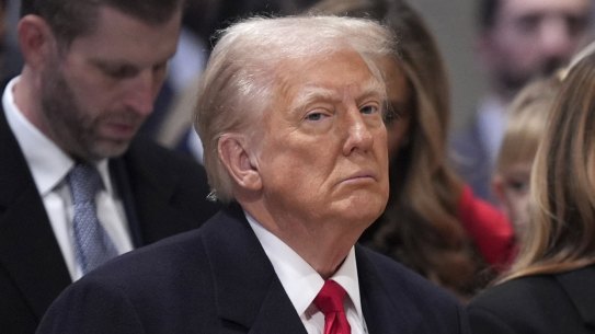 President Donald Trump attends the national prayer service at the Washington National Cathedral.