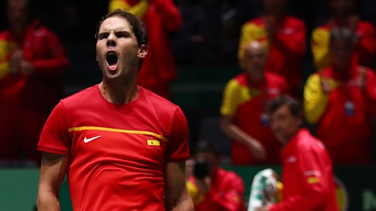 Rafael Nadal celebrates his Davis Cup victory.