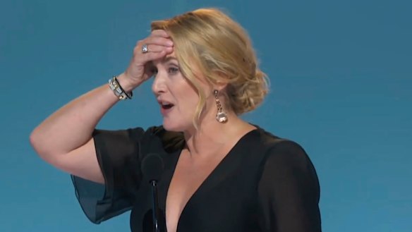 Kate Winslet wins an Emmy for her role in Mare of Easttown.