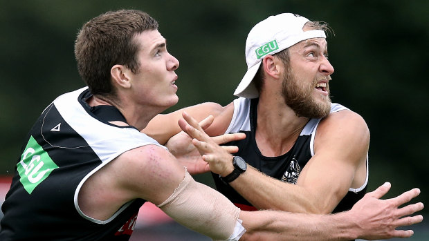 Two talls or too tall? Come September, the Magpies may have to leave out one of Mason Cox or Ben Reid.