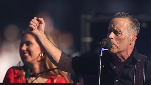 Mark Seymour and The Undertow perform during the 2023 AFL Grand Final at the Melbourne Cricket Ground.