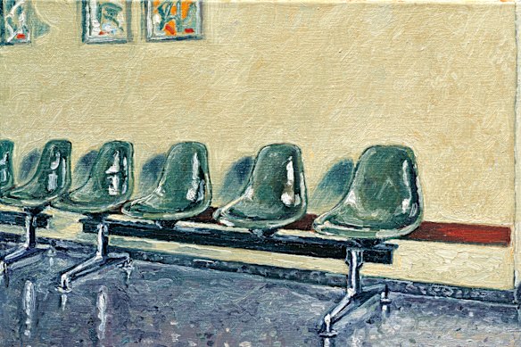 The station at Martigny, from Jean-Frédéric Schnyder’s Wartsaal (Waiting Room) series.