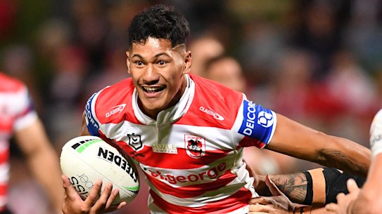 Talatau Amone takes on the Bulldogs in round nine.