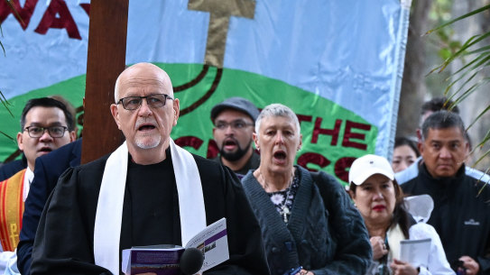 The Way of the Cross on Good Friday in Melbourne moves from church to church around the city in commemoration of Jesus’ journey from the Last Supper to the crucifixion and resurrection.