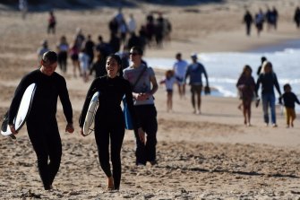 Crowds on Dee Why Beach, Sunday, 27 June 2021. 