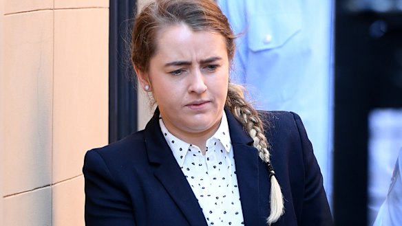 Cathrina Cahill being escorted into court last month. 