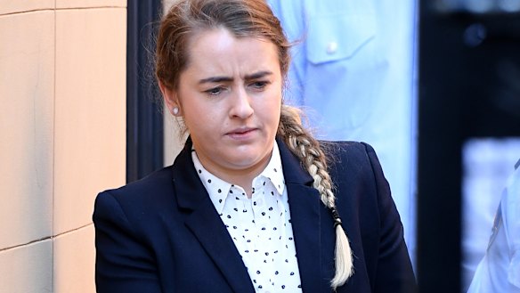 Cathrina Cahill being escorted into court last month. 