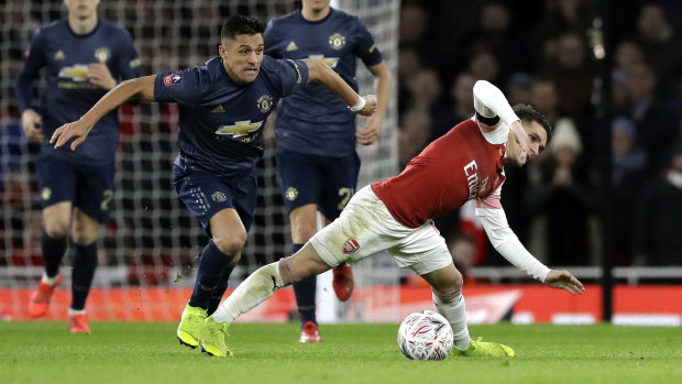 Manchester United's Alex Sanchez drew first blood against old club Arsenal in their fourth-round clash on Friday. 