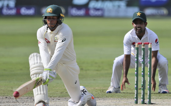 Tricky customer: Khawaja's reverse-sweeping was a highlight of his batting in Dubai.