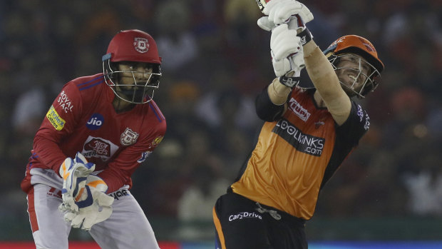 Still explosive: Warner bating for Sunrisers Hyderabad in the IPL in April.