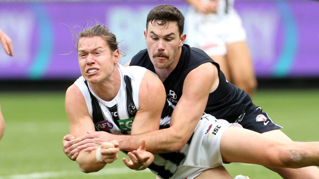 Waiting game: Collingwood's Tom Langdon may require surgery.
