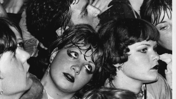 Punk rock fans watch The Stranglers, poster boys for the disillusioned youth in 1970s Britain.