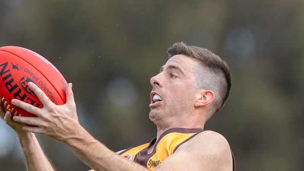 Ex-AFL umpire Michael Pell plays for the Hadfield Hawks.