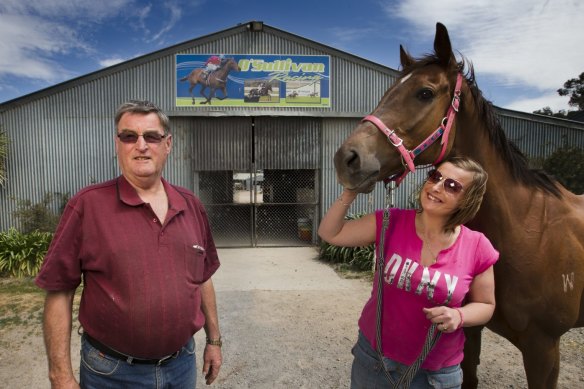Terry O'Sullivan and daughter Karina with Magnapal at Stawell. 