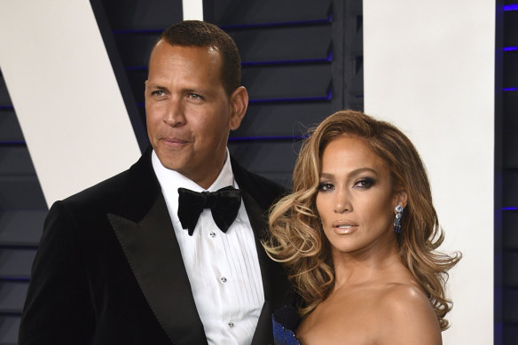 Alex Rodriguez and Jennifer Lopez, pictured at the Vanity Fair Oscars Party in 2019.