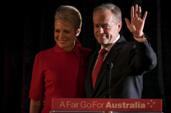 A defeated Bill Shorten and his wife Chloe on election night in Melbourne.