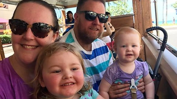Cath Fowler, with husband Scott and daughters Lily, 3, and Layla, 1, wants to retire at about 45.