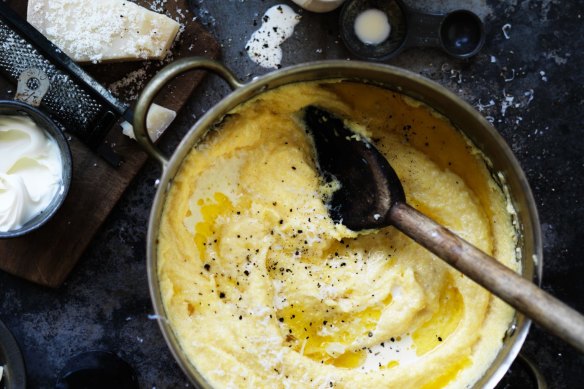 Nobody likes a lumpy polenta. The trick is to whisk, whisk, whisk.