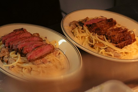 Steak served with carbonara is available for $25 on Thursdays.