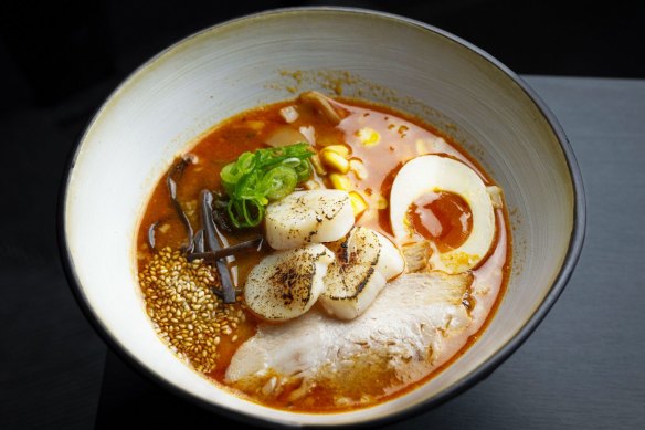 Chilli miso butter chicken ramen at Senpai Ramen in Chatswood.