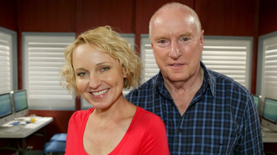 Joy Smithers as Bridget and Ray Meagher as Alf Stewart in the TV series Home And Away.