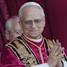 Newly elected Pope Leo XIV appears at the balcony of St Peter’s Basilica at the Vatican.