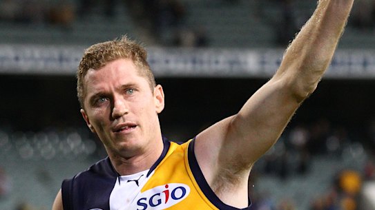 Adam Selwood playing for West Coast in 2013.