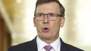 Minister for Education and Youth Alan Tudge during a doorstop interview at Parliament House in Canberra on  Friday 22 October 2021. fedpol Photo: Alex Ellinghausen