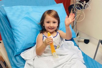 Four-year-old Cleo Smith in hospital after her rescue in Carnarvon.