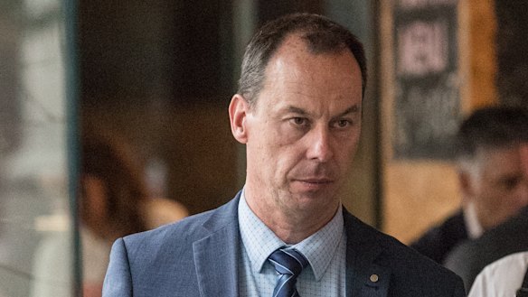 Jeff Pope leaves the royal commission after giving evidence in April. 