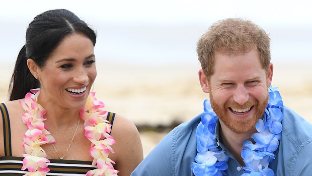 Prince Harry and Meghan on Bondi Beach.