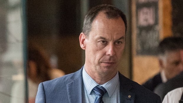 Jeff Pope leaves the royal commission after giving evidence in April. 