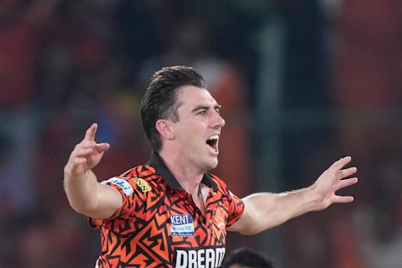 Pat Cummins in action at the IPL.