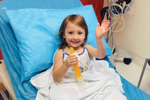 Four-year-old Cleo Smith in hospital after her rescue in Carnarvon.