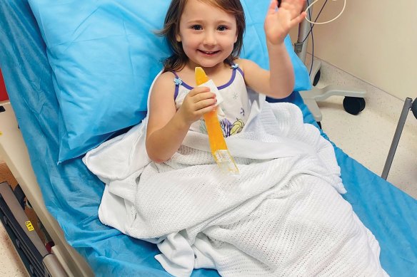 Four-year-old Cleo Smith in hospital after her rescue in Carnarvon.