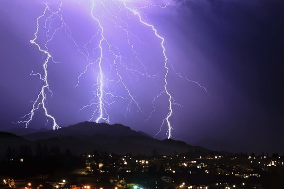 Lightning strikes in the US.