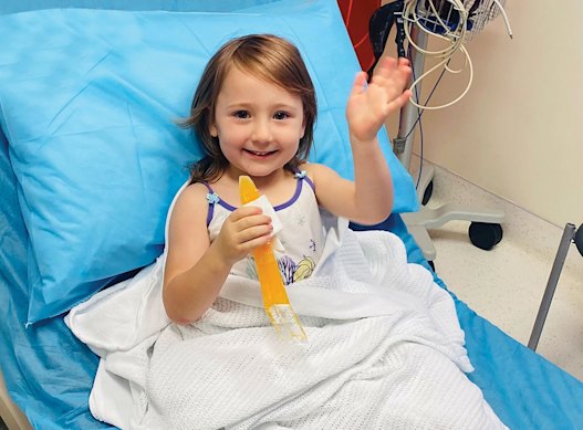 Four-year-old Cleo Smith in hospital after her rescue in Carnarvon.