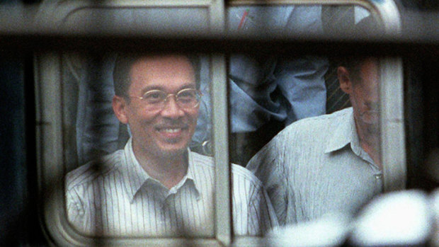 Jailed former Deputy Prime Minister of Malaysia, Anwar Ibrahim in 1998.