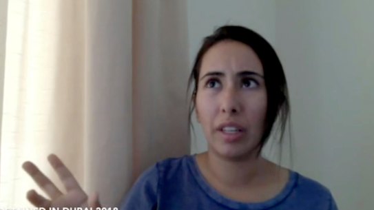 Sheikha Latifa bint Mohammed Al Maktoum speaking in a 40-minute video in which she says she’s planning on fleeing the UAE.