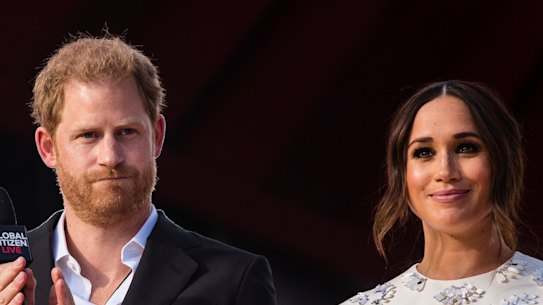 Prince Harry and Meghan Markle speak at the Global Citizen festival in New York.