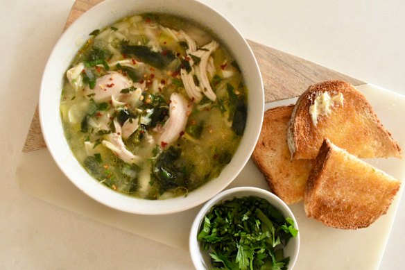 This comforting chicken and risoni pasta soup comes together quickly.