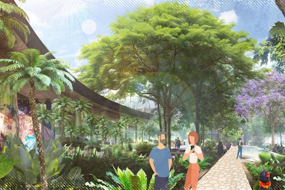 Concept design for the ‘Corril Connector’ linear park between Woolloongabba and Kurilpa.