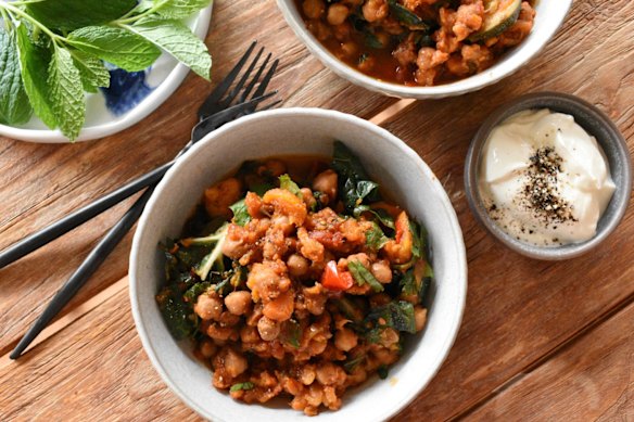 Adding a few minutes to saute the ingredients improves this Moroccan vegetable and chickpea stew.