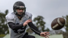 Liam Dougherty, who trains with Prokick Australia while working as a teacher’s aide and a bartender, during a kicking drill in Monbulk last month.