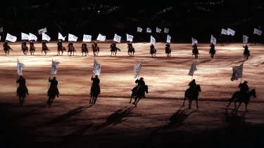 Australian horses take part in the Sydney Olympic Games opening ceremony rehearsal in 2000.