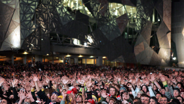The 2006 World Cup match between Australia and Brazil drew thousands of football fans to Federation Square in the wee hours.