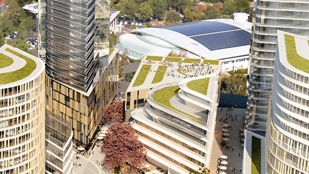 An artist's impression of Mulpha's proposed site  in the Norwest City centre, in Sydney's north-west, for an education provider to establish a university campus.