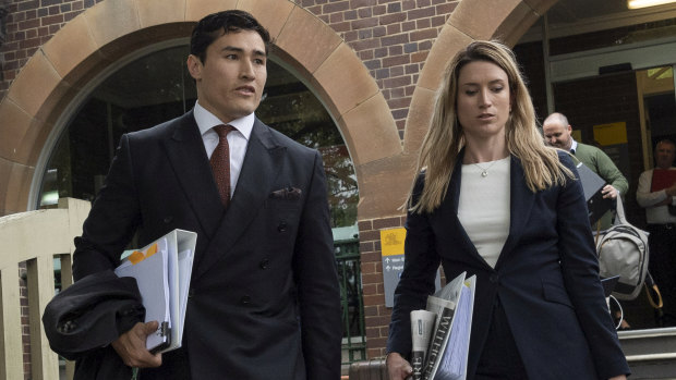Sam Burgess's lawyer, Bryan Wrench, leaves Moss Vale Courthouse.